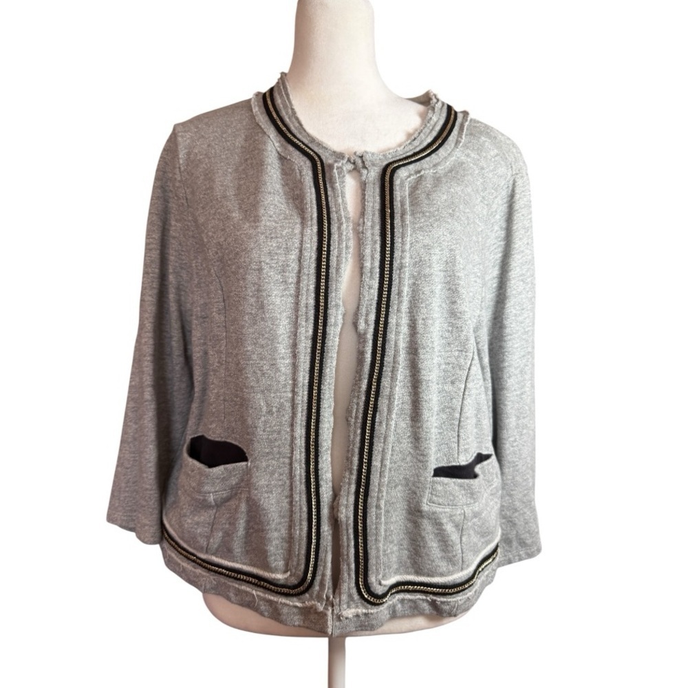 Princess Vera Wang Gray Sweatshirt Blazer XL Cotton Knit Jacket Casual